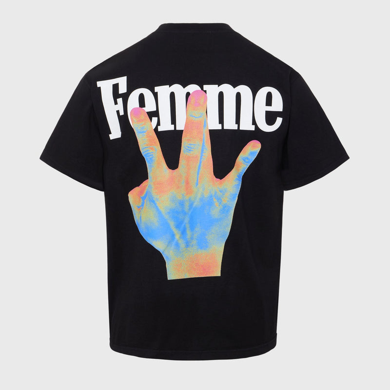 HOMME FEMME TWISTED FINGERS TEE (ATONCE2317-1) BLACK/INFRARED