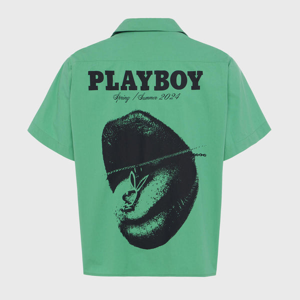 HOMME FEMME Playboy Button Up GREEN (HFSS202407-101)