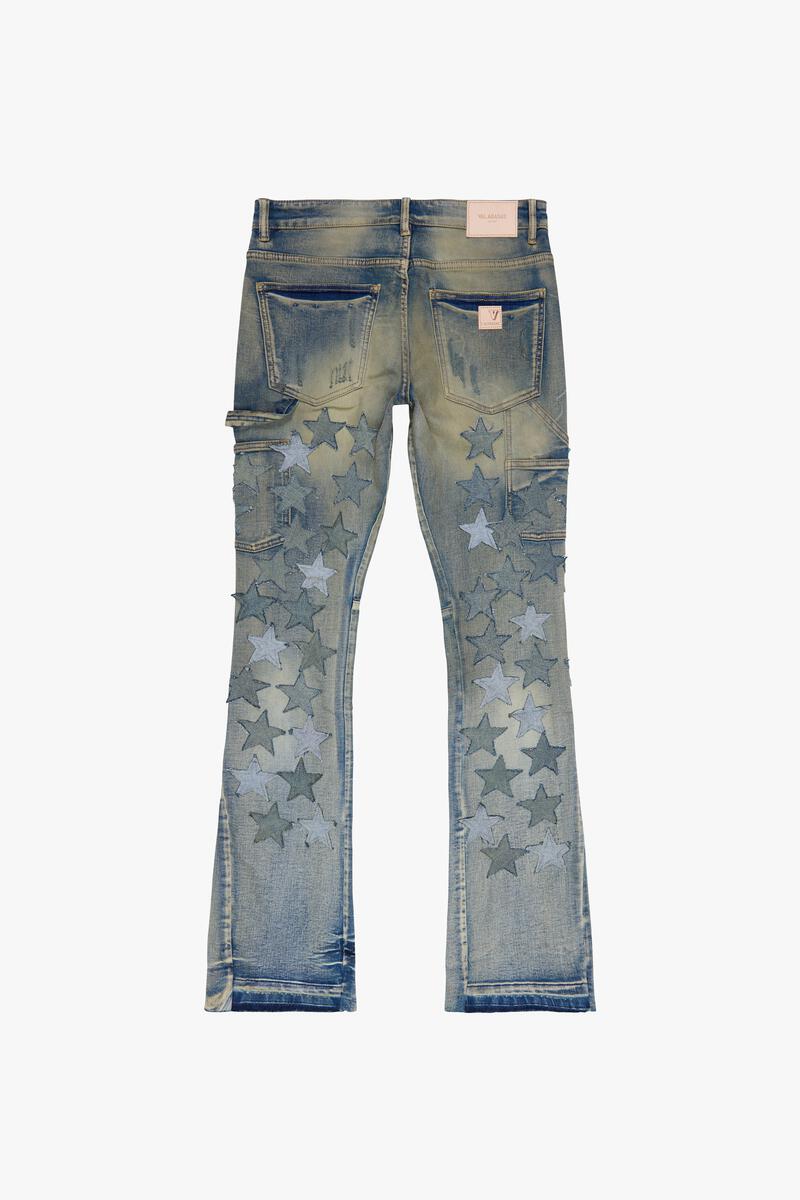 VALABASAS V-STARS STACKED JEAN VLBS3765 VINTAGE WASH