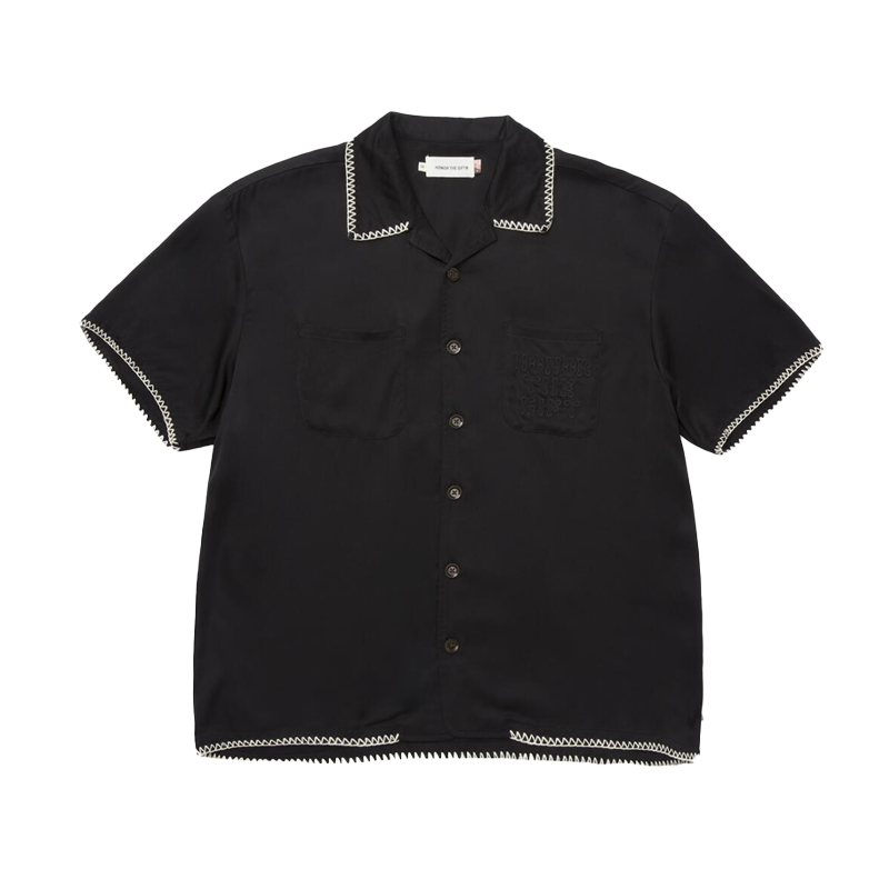 HTG BLANKET STITCH WOVEN SHIRT BLACK (HTG240230)