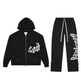 GODSPEED OG Logo Sweatsuit V2 (Black/Silver Satin)