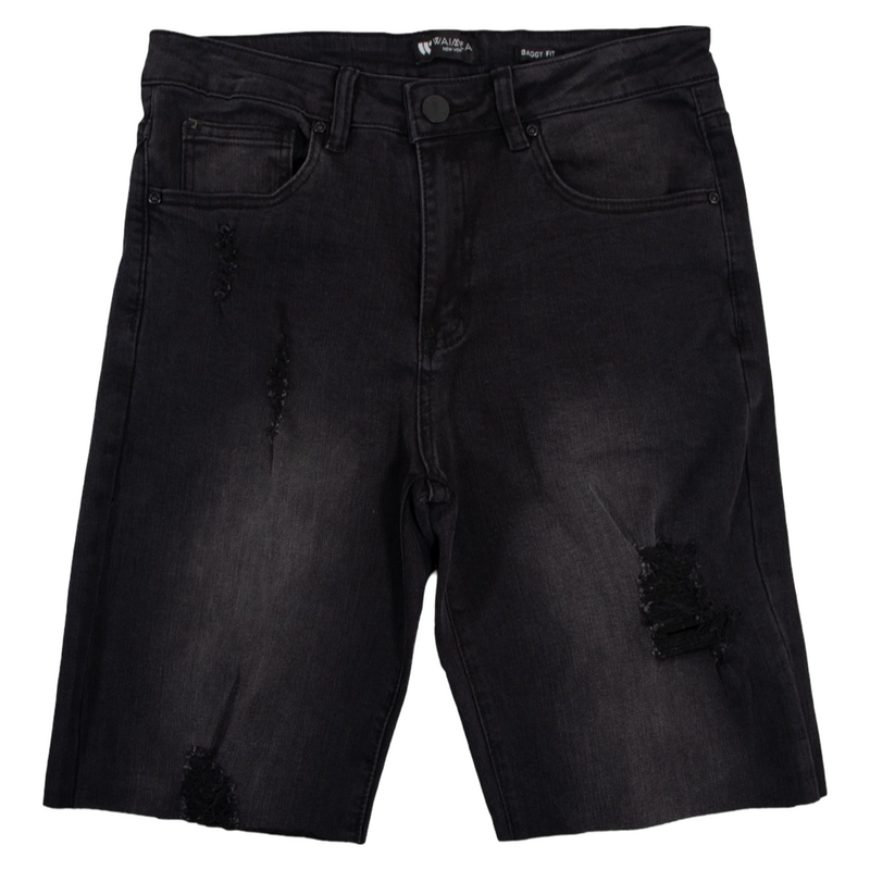Waimea Jeans  BAGGY CARGO W/ RIP & REPAIR Shorts (M8161D-BK)