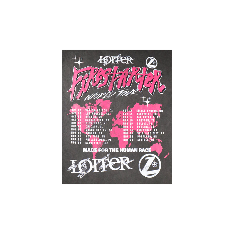 Loiter Firestarter Tour Ultra Premium Vintage T-Shirt Black Wash (02044514B295S)