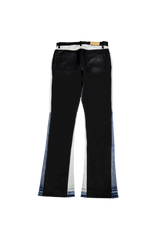 MNML B417 Leather Flare Pants - Black/Blue