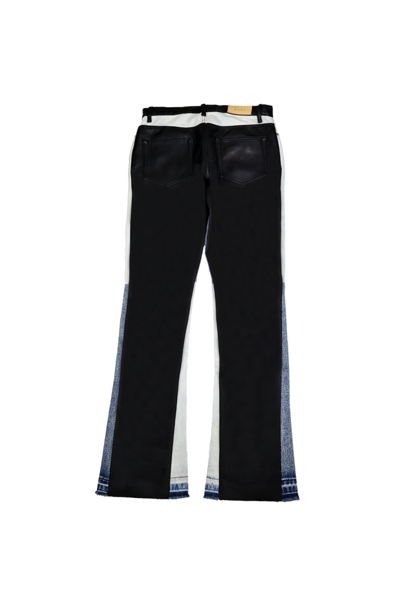 MNML B417 Leather Flare Pants - Black/Blue