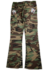 MNML Contrast Bootcut Cargo Pants Woodland Camo