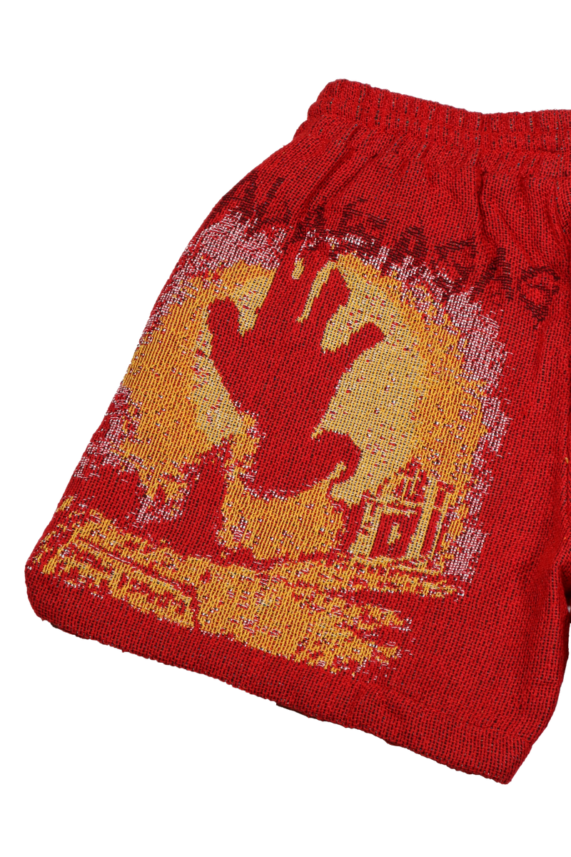 VALABASAS Ghost Hand Tapestry  Shorts VLBS022304 RED