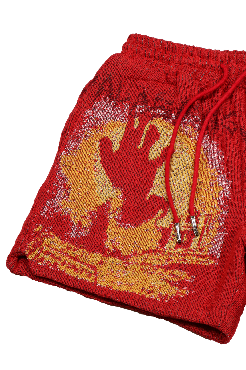 VALABASAS Ghost Hand Tapestry  Shorts VLBS022304 RED