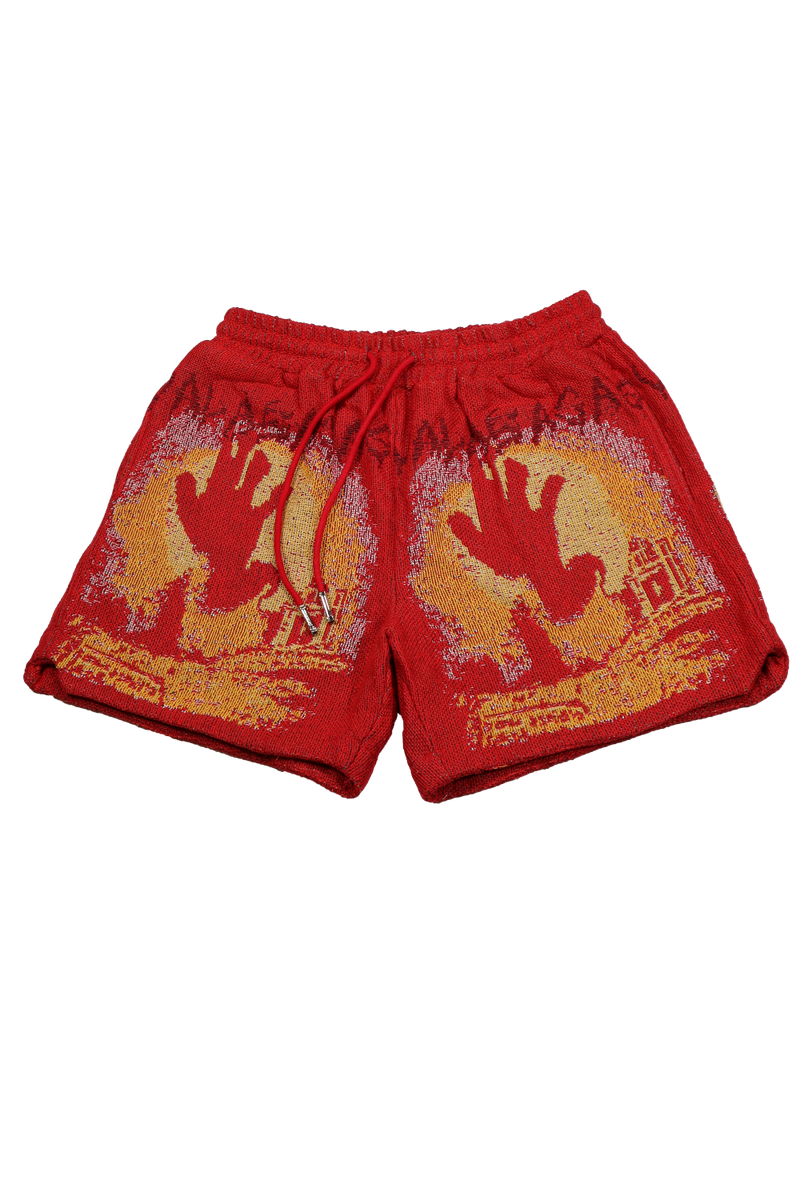 VALABASAS Ghost Hand Tapestry  Shorts VLBS022304 RED