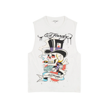 Ed Hardy Skull Top Hat Mens Cut Off Tee (EHMD1000-8) White