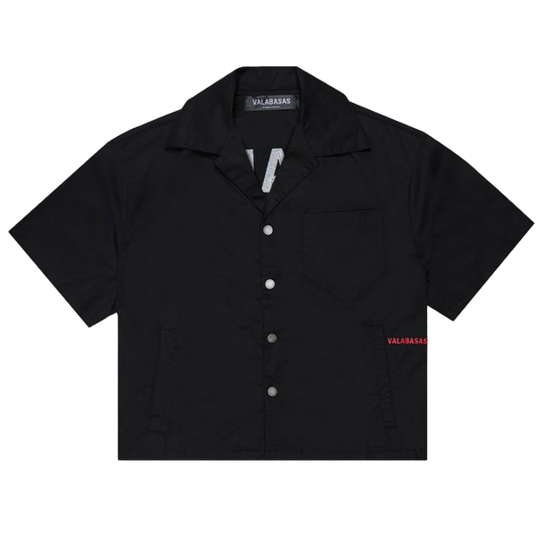 VALABASAS "DIVINITY DUALITY" BLACK CROP BUTTON DOWN (VLBS-BD-002)