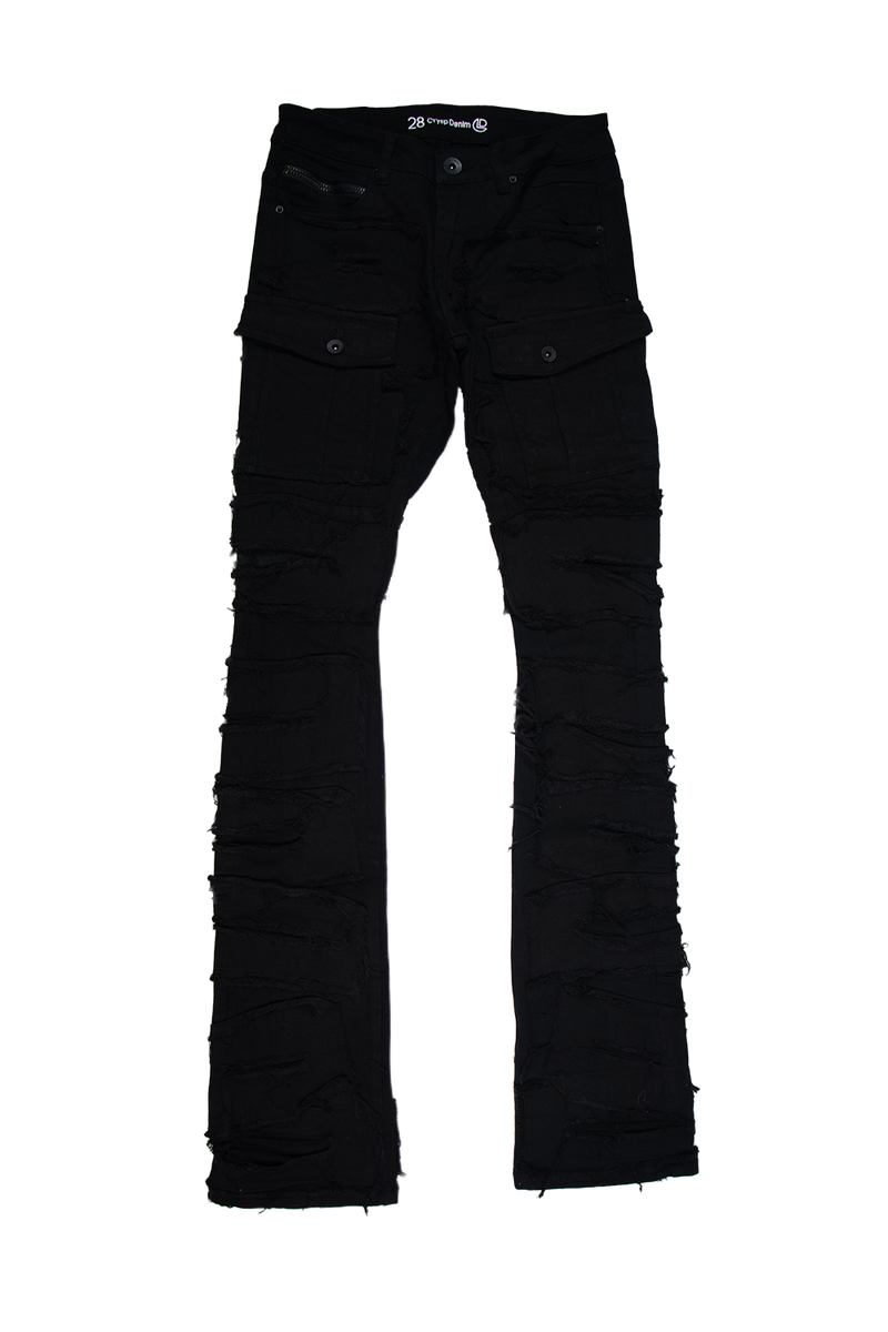 CRYSP Denim FRAY CARGO FLARE (CRYF24-125) Jet Black