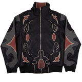 MNML Rodeo Leather Bomber Jacket - Black/Red (Rodeo-Leather-Bomber-Jacket-Black-Red)