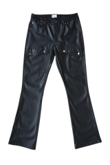 EPTM GALLERY LEATHER FLARE STACKED JEANS EP11434 BLACK