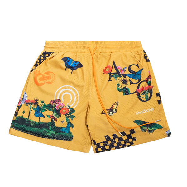 Almost Someday Bloom Mesh Shorts Yellow c6-26