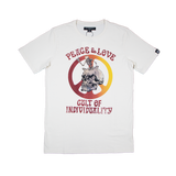 CULT OF INDIVIDUALITY SHORT SLEEVE CREW NECK TEE "PEACE & LOVE" (624A3-K31A) WHITE