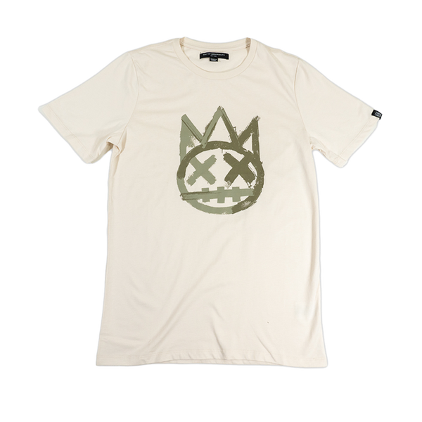 CULT OF INDIVIDUALITY SHIMUCHAN BRUSHED LOGO SHORT SLEEVE CREW NECK TEE 26/1'S   (623B10-K66E) WINTER WHITE