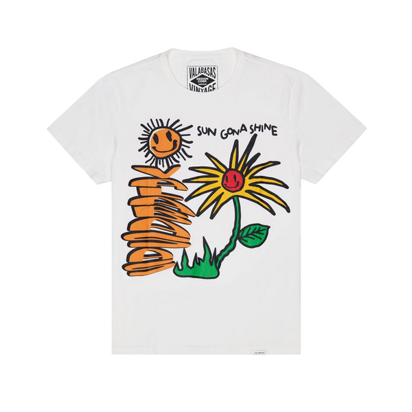 VALABASAS "SUN WILL SHINE" VINTAGE WASHED WHITE TEE (VLBS90044)