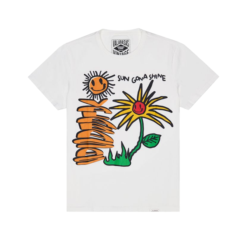 VALABASAS "SUN WILL SHINE" VINTAGE WASHED WHITE TEE (VLBS90044)