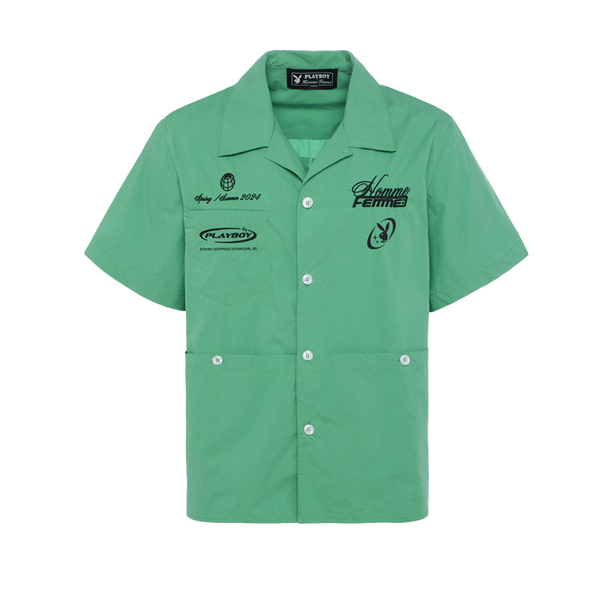 HOMME FEMME Playboy Button Up GREEN (HFSS202407-101)