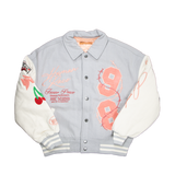 Loiter  FLOWER VARSITY JACKET Lt Grey/Off-White