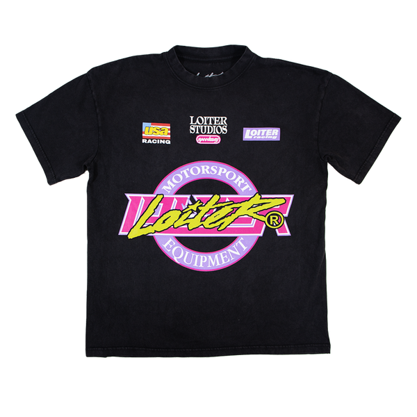 Loiter Motorsport T-Shirt Black Acid Wash (02049196B017S)
