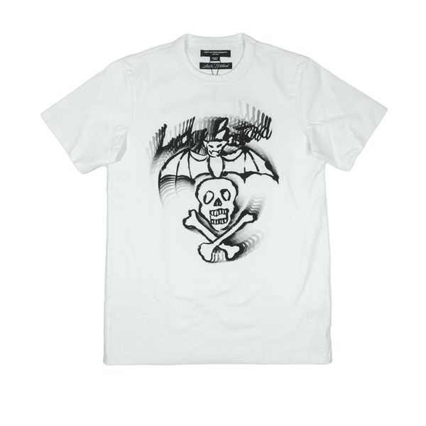 CULT OF INDIVIDUALITY LUCKY BASTARD SHORT SLEEVE CREW NECK TEE (623B11-K23A) WHITE