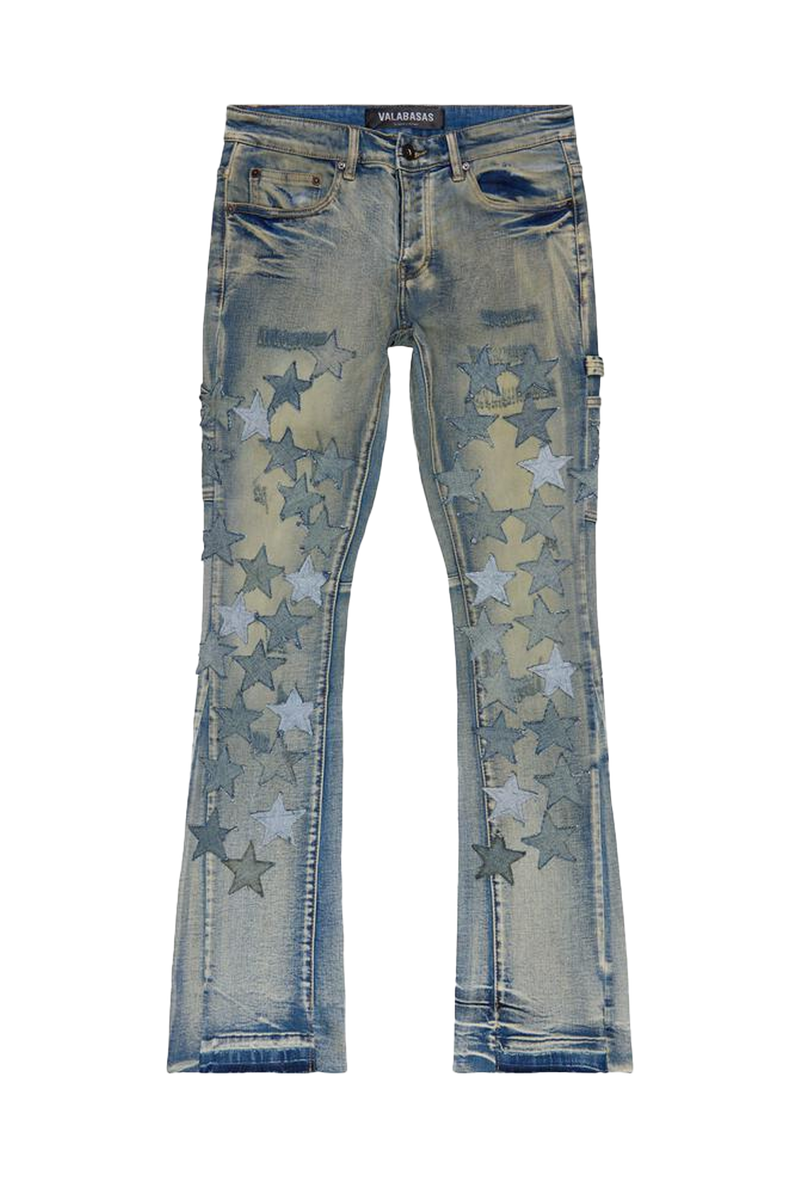 VALABASAS V-STARS STACKED JEAN VLBS3765 VINTAGE WASH