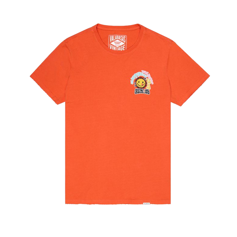 VALABASAS"INSIDE JOB" VINTAGE FLAME ORANGE TEE (VLBS9015)