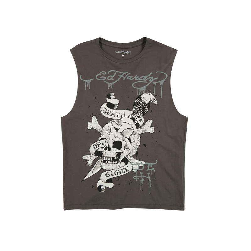 ED HARDY DG SKULL MENS CUT OFF TEE (EHMD1000-9)