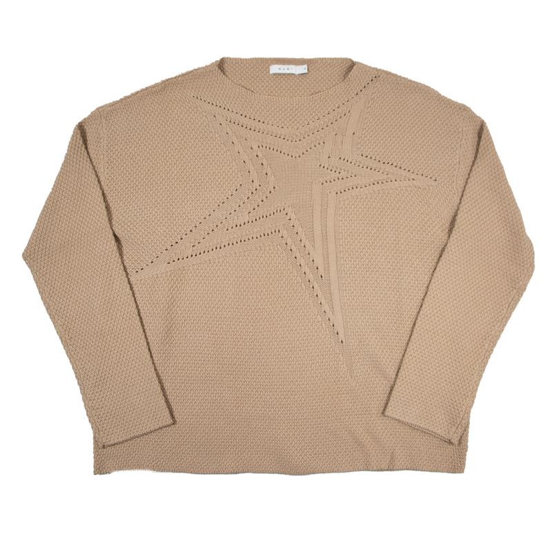 MNML Boat Neck Star Sweater - Tan (Boat-Neck-Star-Sweater-Tan)