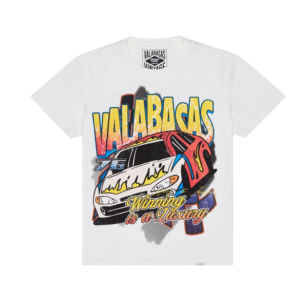 VALABASAS "NEVER WONDER" VINTAGE WASHED WHITE TEE (VLBS90059)